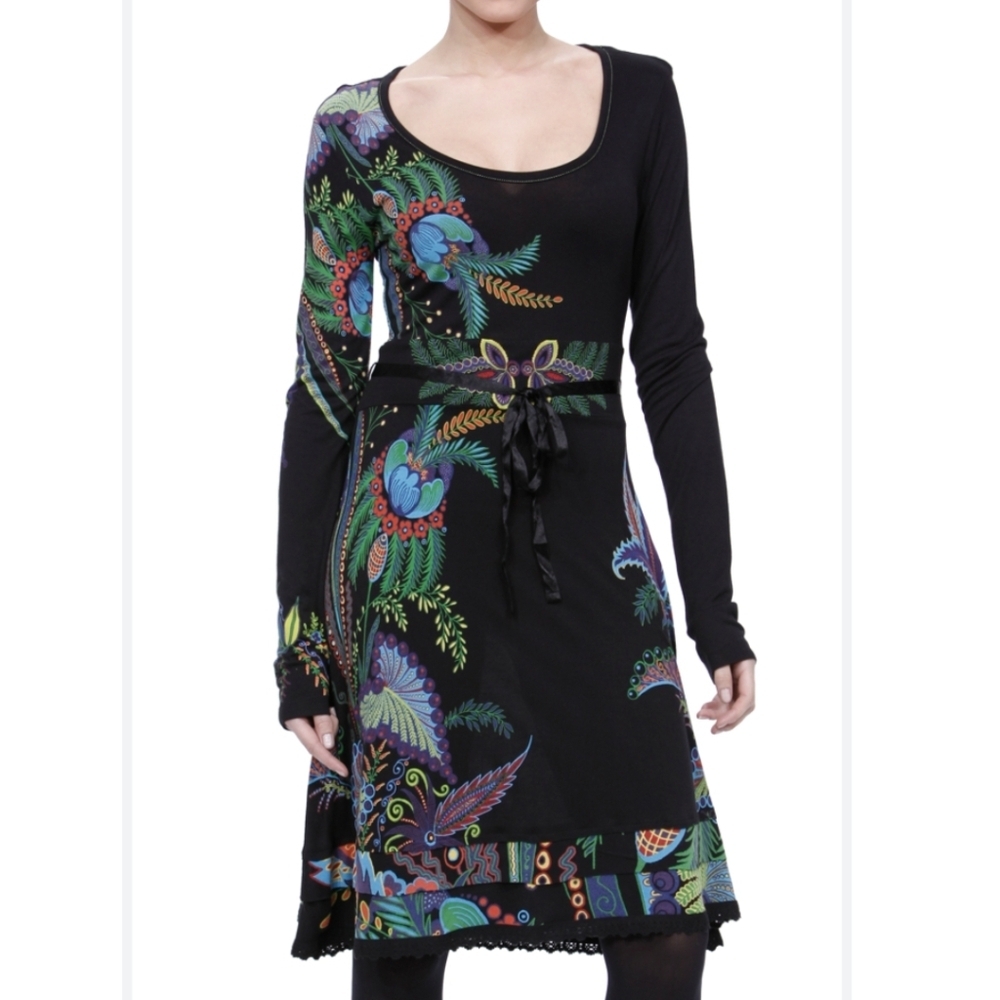 Desigual Multi Print Scoop Neck Fit & Flare Dress Vintage Y2k - Picture 3 of 12